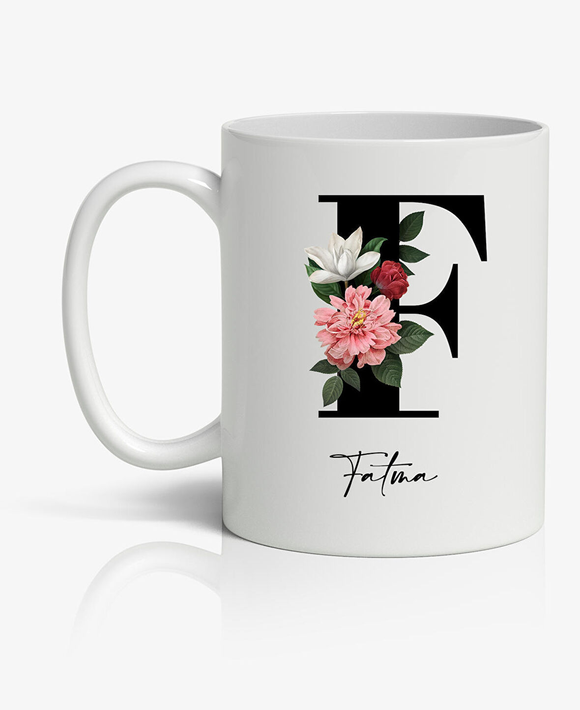 Fatma İsimli F Baş Harfli Baskılı Kupa Bardak