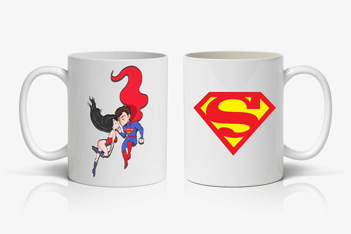 Sevgililer Günü Superman Baskılı Kupa Bardak