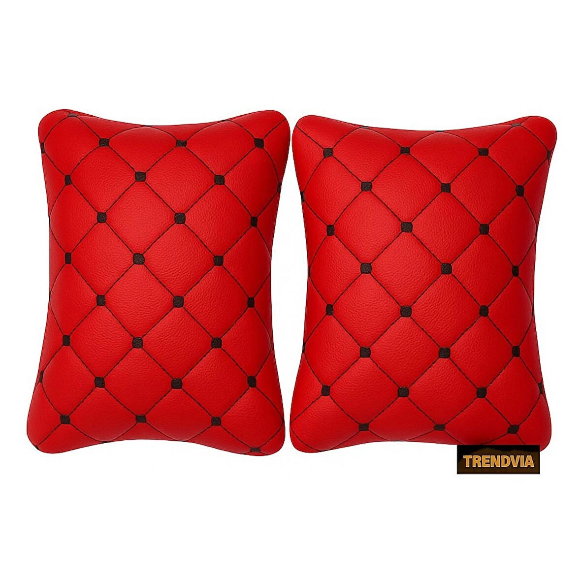 Araba Seyahat Kırmızı Renk Boyun Yastığı 2’li – Kapitone Konforlu Destek Yastığı