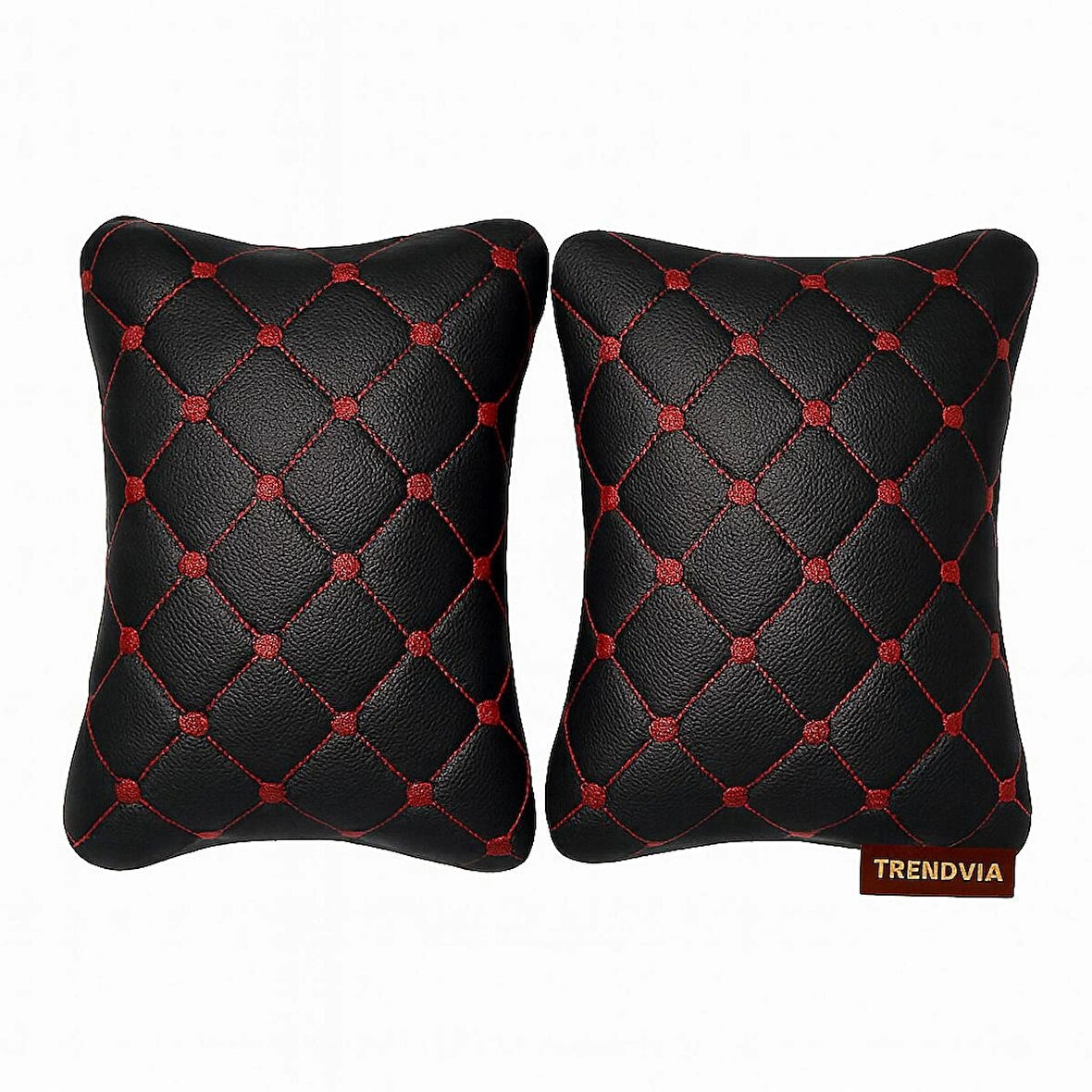 Araba Seyahat Kırmızı Nakışlı Renk Boyun Yastığı 2’li – Kapitone Konforlu Destek Yastığı