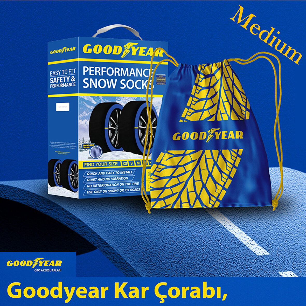 Goodyear Kar Çorabı Medium A+ Kalite Yüksek Performans