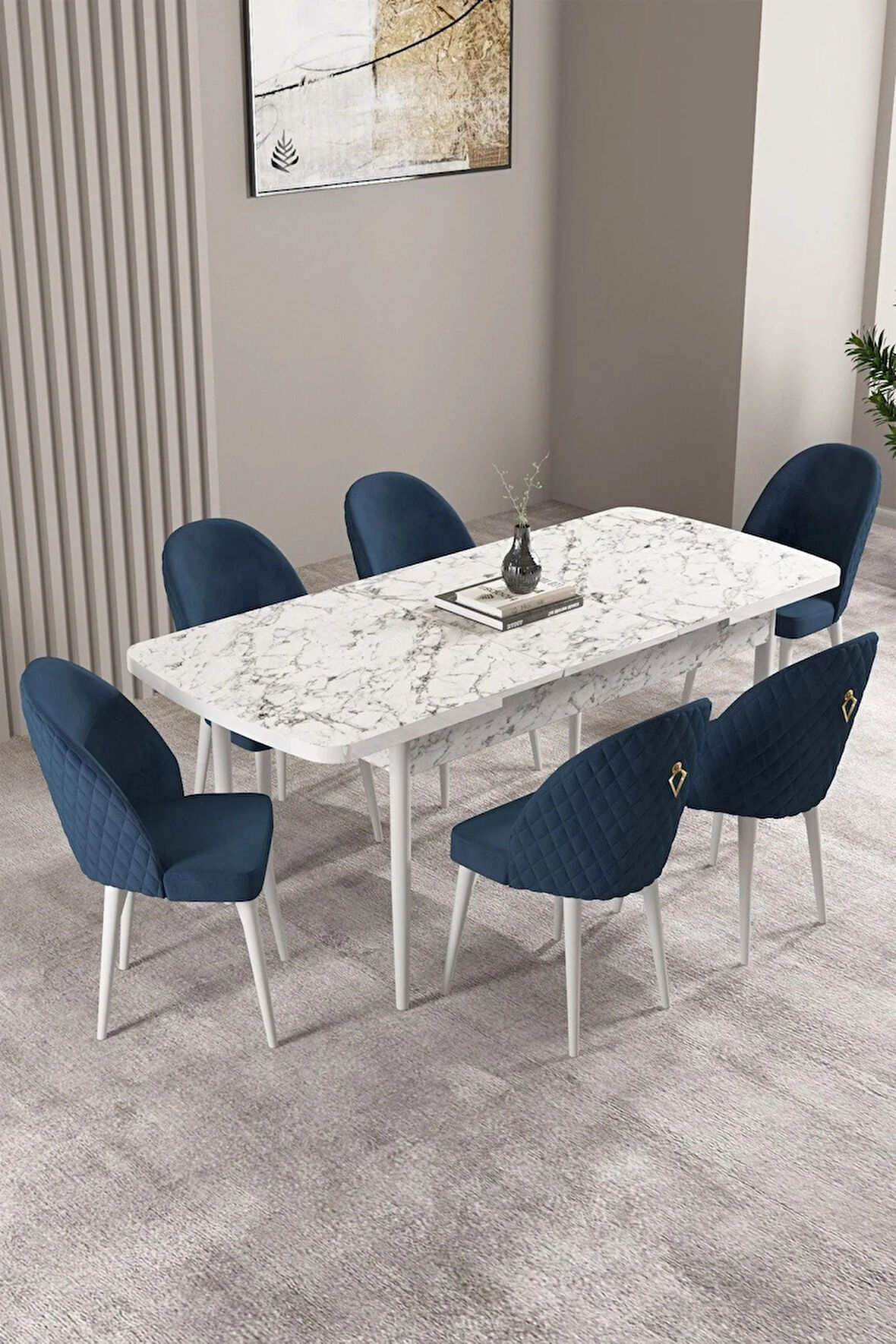 Calvin Meşe Desen 80x132 MDF Açılabilir Mutfak Masası Takımı 4  Sandalye