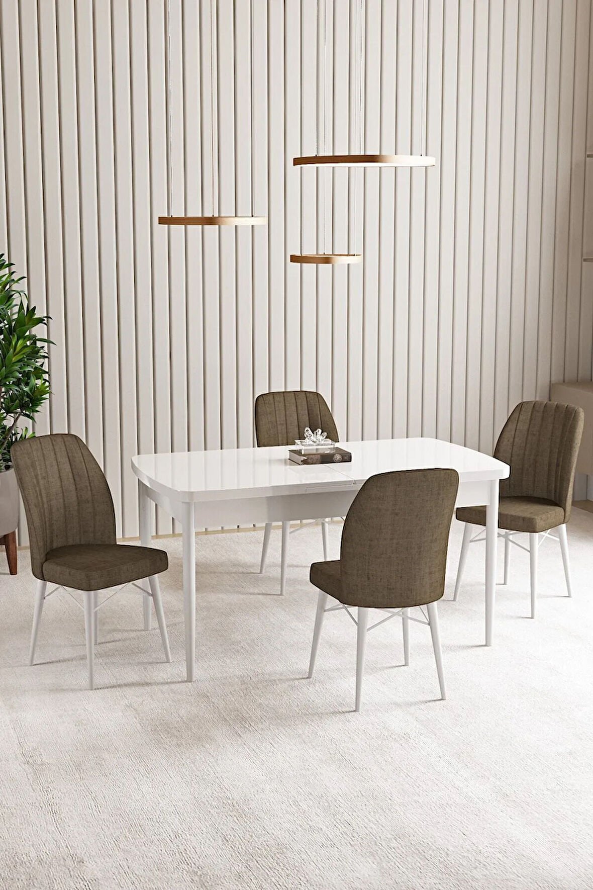 Daisy Beyaz 80x132 Açılabilir MDF Mutfak Masa Takımı 4 Sandalye