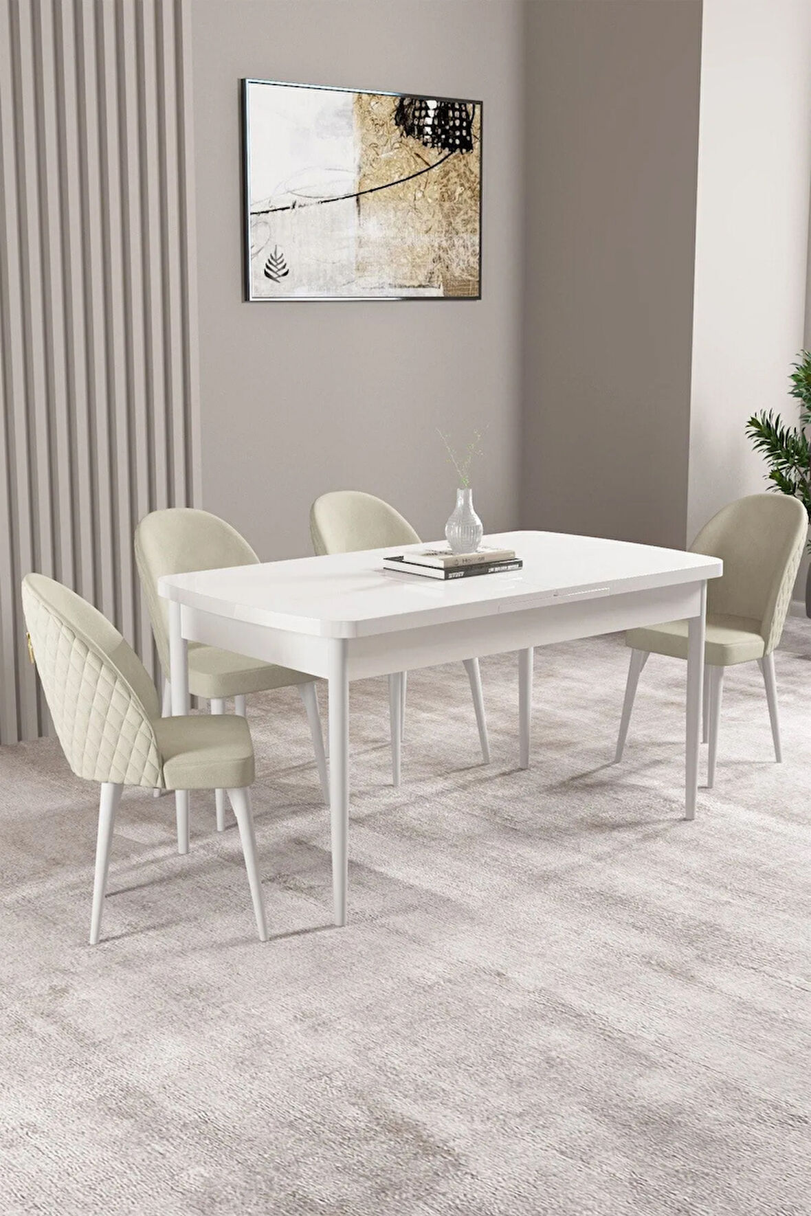 Elis Barok Desen 80x132 Açılabilir Masa Takımı 4  Sandalye