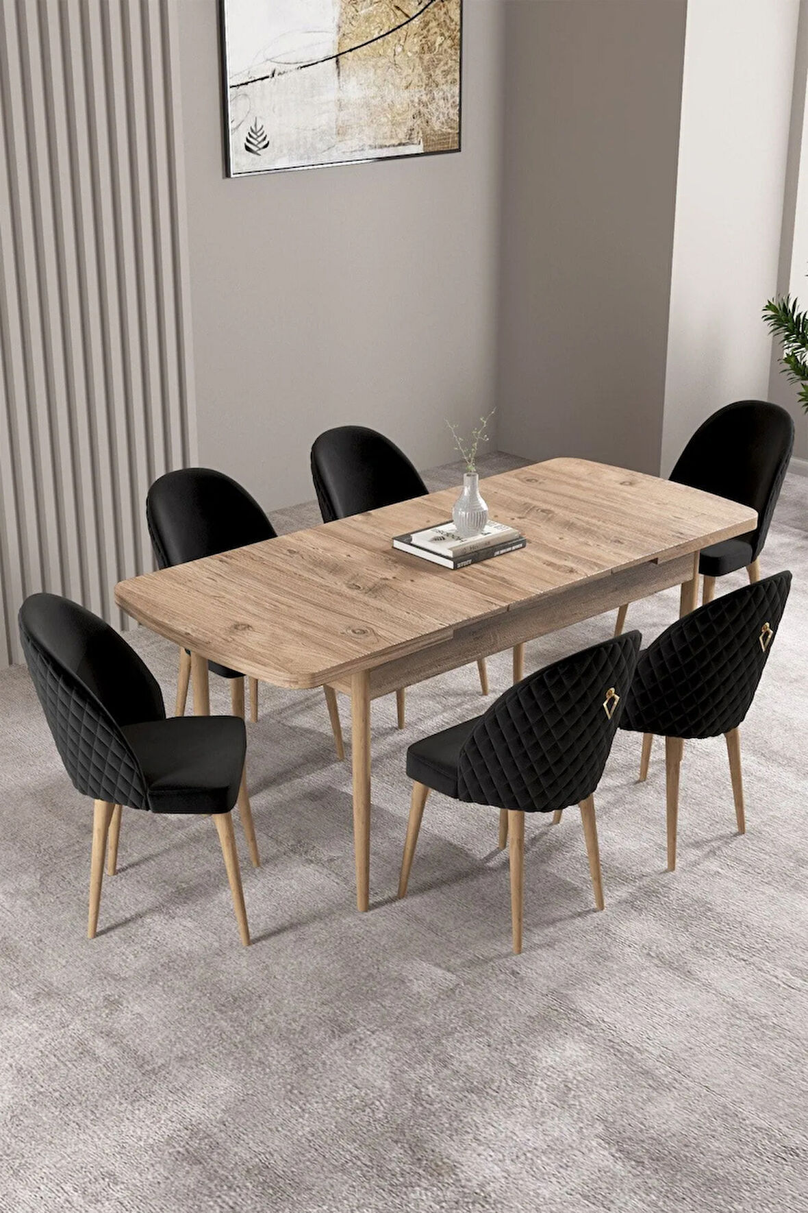 Milas Beyaz 80x132 MDF Açılabilir Mutfak Masası Takımı 4  Sandalye