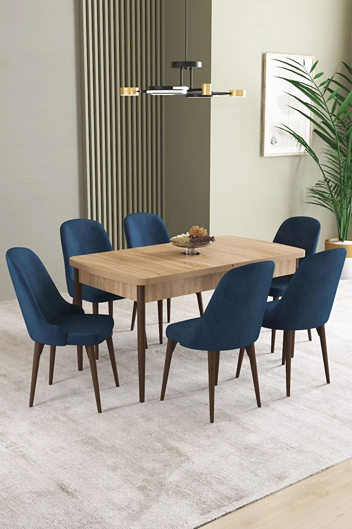 Vien Barok Desen 80 X 132 Açılabilir MDF Mutfak Masası 4  Sandalye