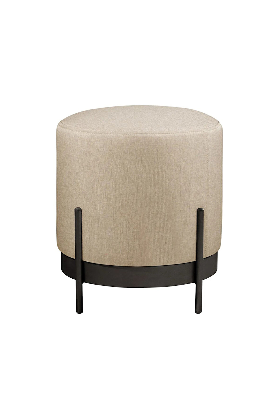 Ella Mio Puf, Metal Halkalı Puf, Makyaj Oturağı ,Puf Bench Montajsız Oturak Siyah Metal Ayaklı