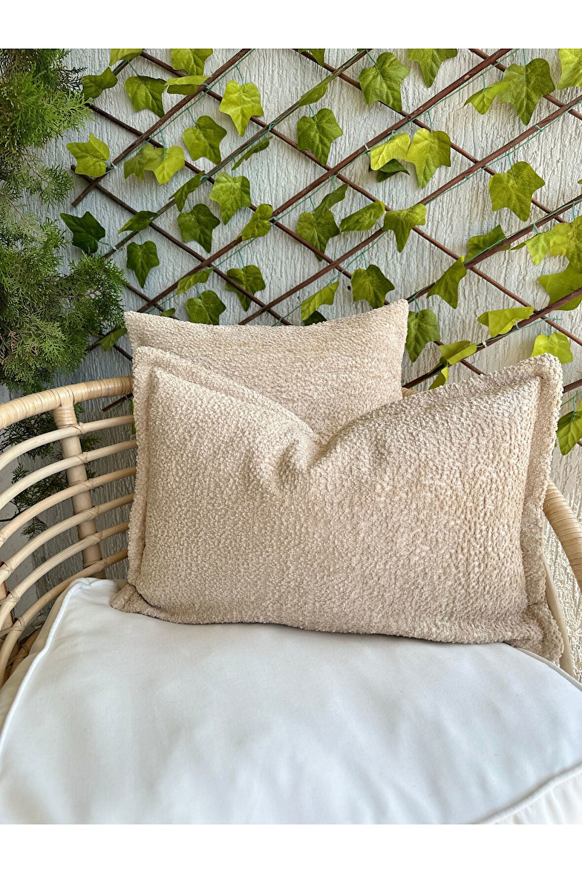 Soft Bej Bohem Kırlent Kılıfı