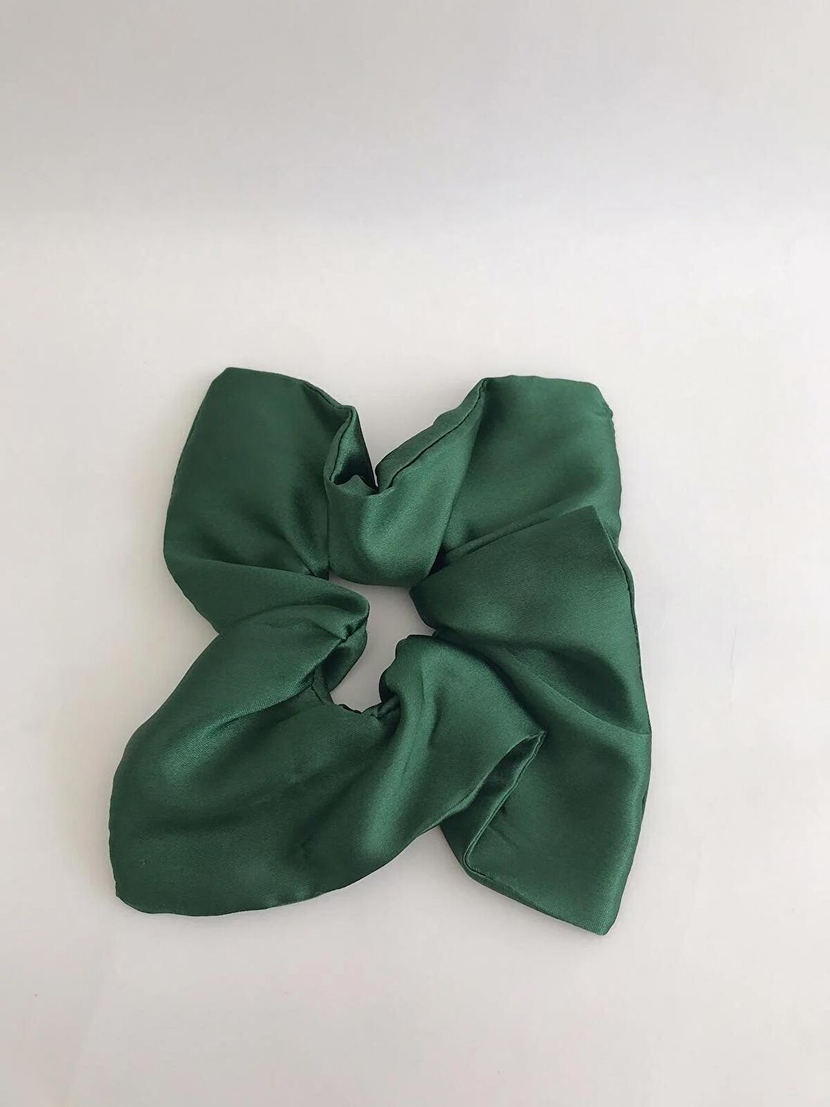 Yeşil Kare Scrunchie Lastikli Toka