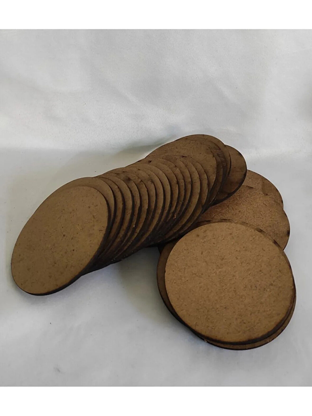 50 Adet 12 Cm (2.5.MM)mdf Yuvarlak Magnet Tahtası Naturel Ahşap