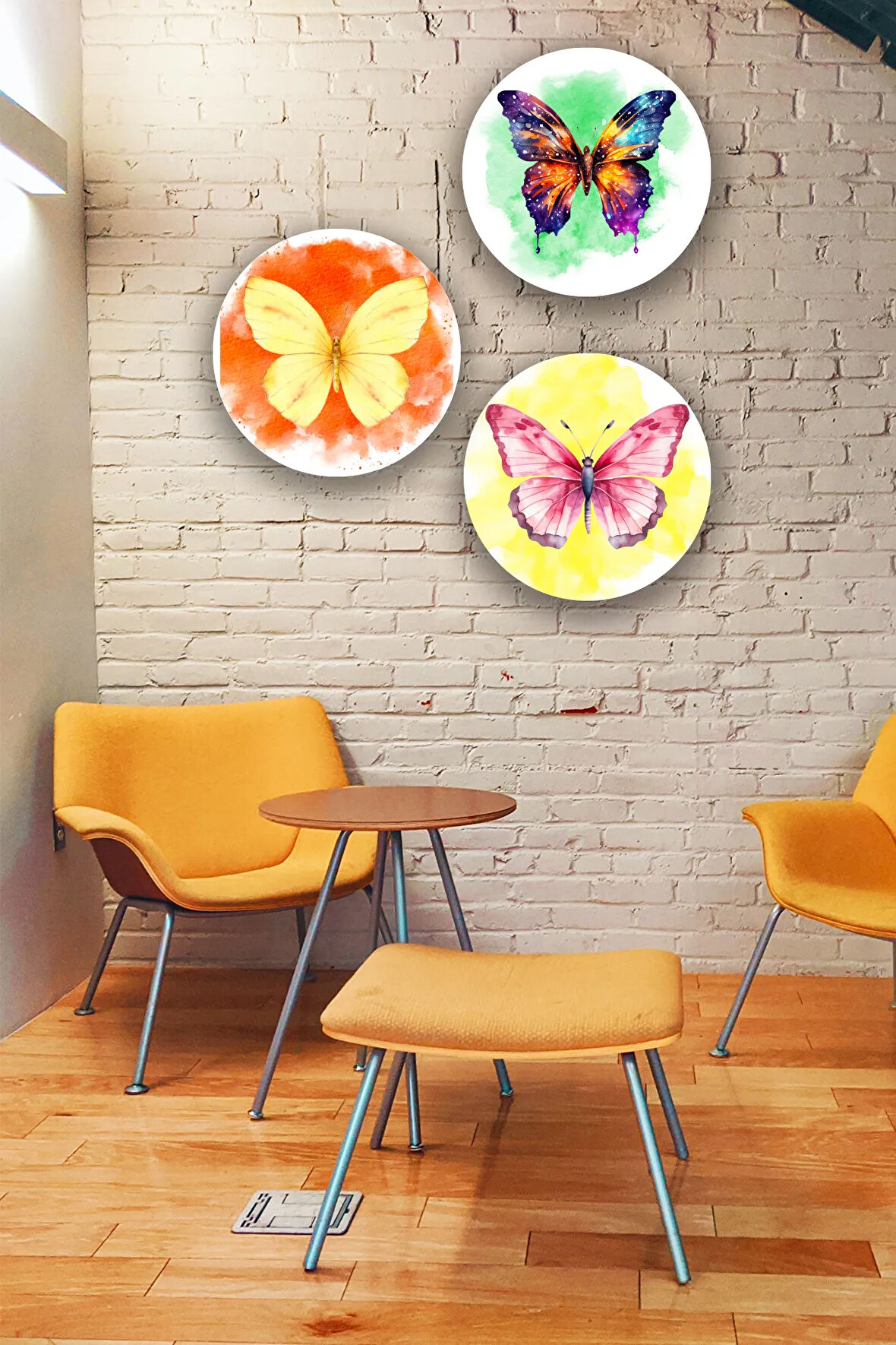 3'lü Kelebek Resimli Tablo Modeli, Oturma Odası, Yatak Odası, Salon, Ofis Ev Duvar Dekorasyonu