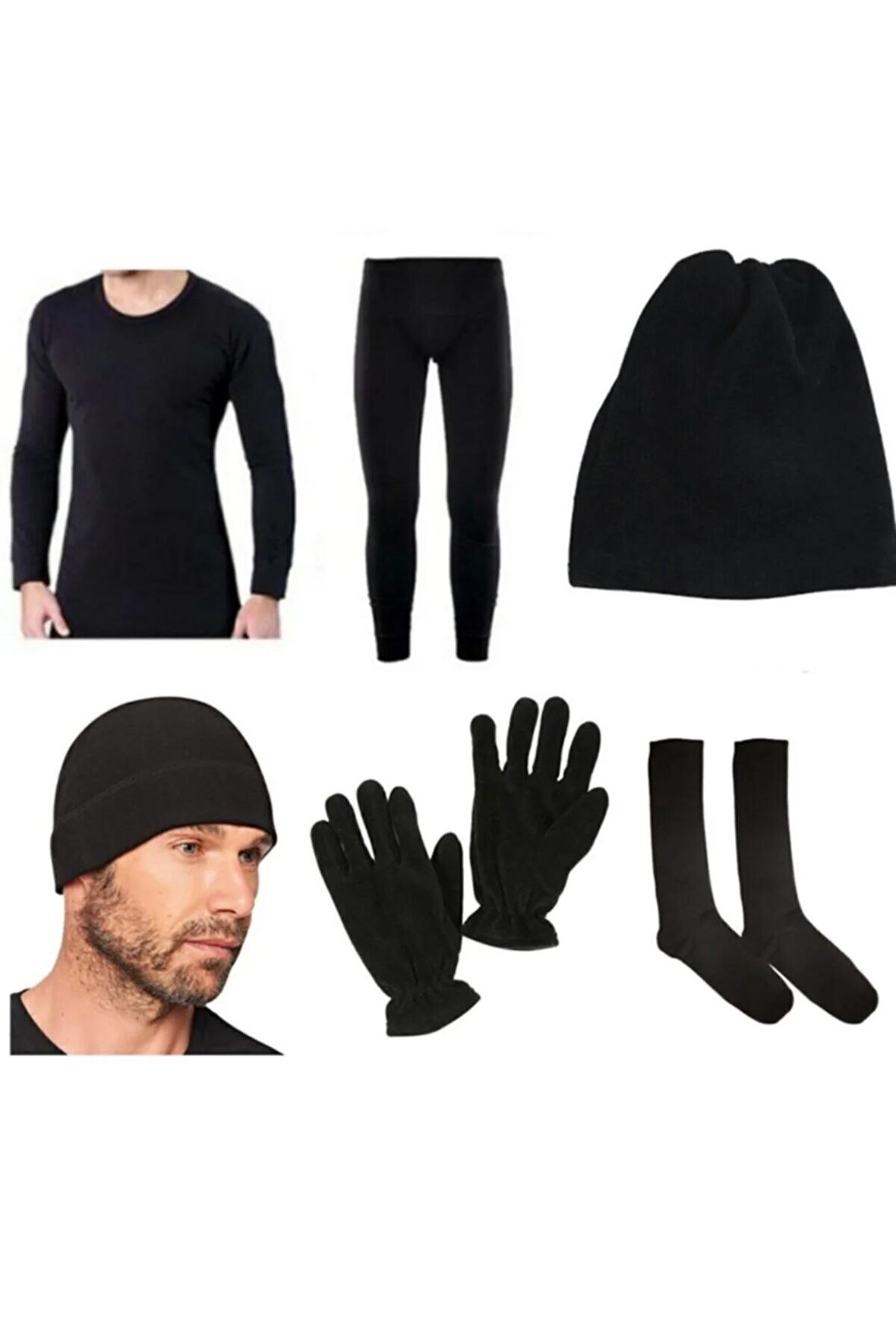 Termal Içlik Takım-polar Bere,boyunluk-eldiven-kışlık Çorap(1çift) Askeri Malzeme Seti