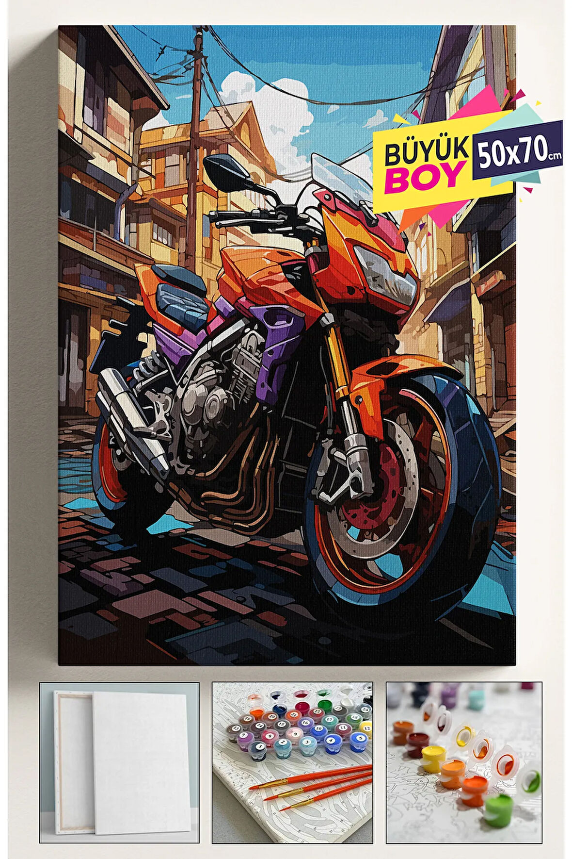 Sayılarla Boyama Seti Numaralı Tuval Fırça Boya Dahil Kasnaklı Set 50x70 Cm - KTMOTOR