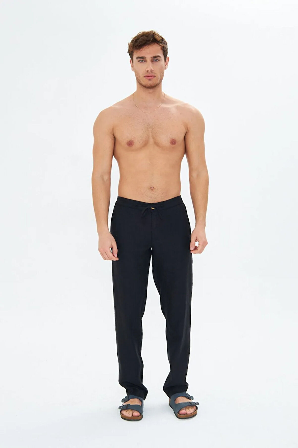 Erkek Keten Pantolon Siyah