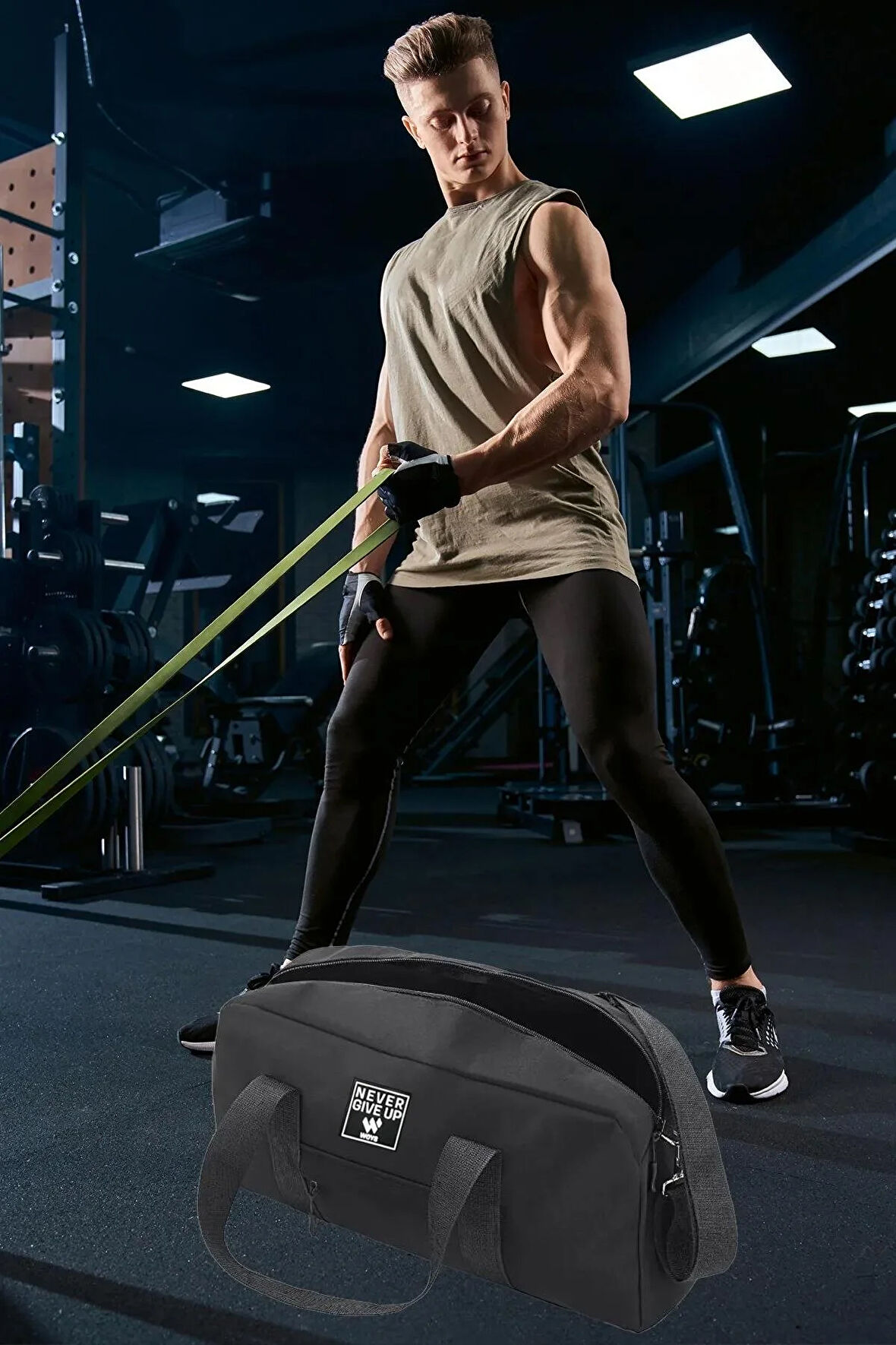 Orijinal Unisex 2 Bölmeli Önü Fermuarlı Uzun Askılı Geniş Hacimli Seyahat Gym Fitness Spor Çantası