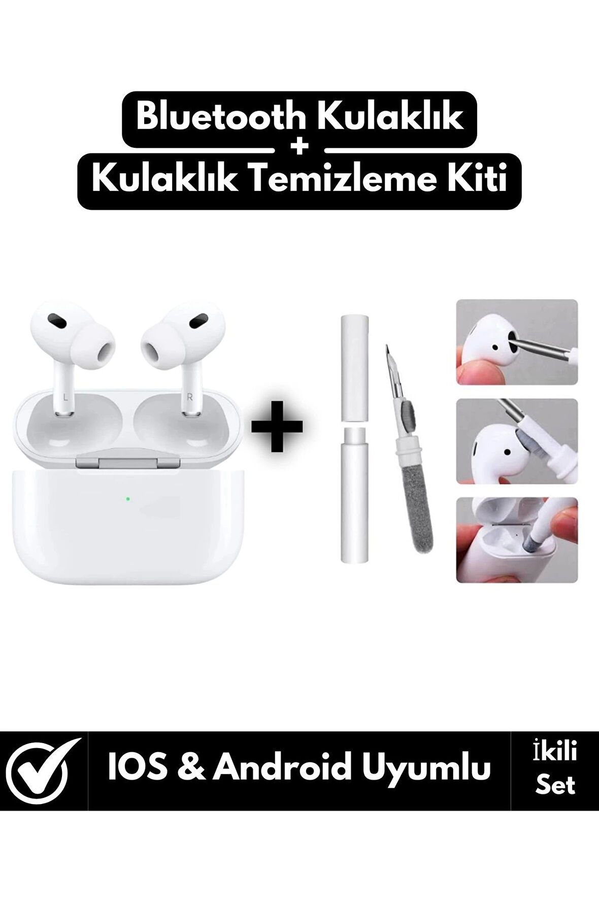 Premium Seri Dokunmatik Bluetooth V5 Kulak İçi +Kulaklık Temizleme Kiti