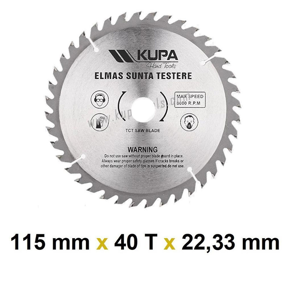 Kupa Ahşap Sunta Elmas Testere 115 mm X 40T X 22,23 mm.