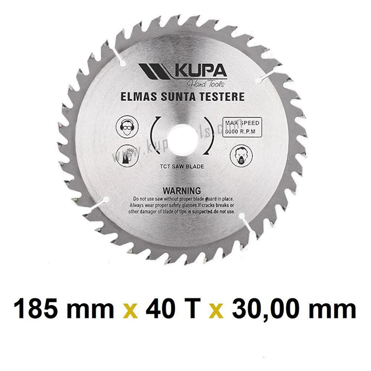 Kupa Ahşap Sunta Elmas Testere 185 mm X 40T X 30 mm.