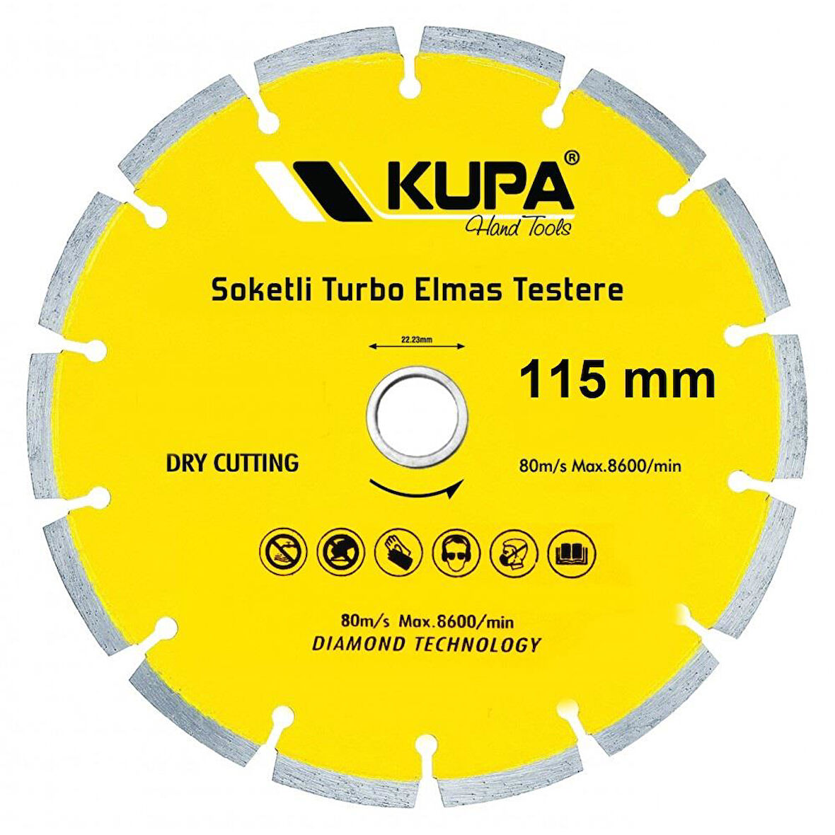 Kupa Soketli Elmas Turbo Daire Testere Kesme Taşı 115 mm.