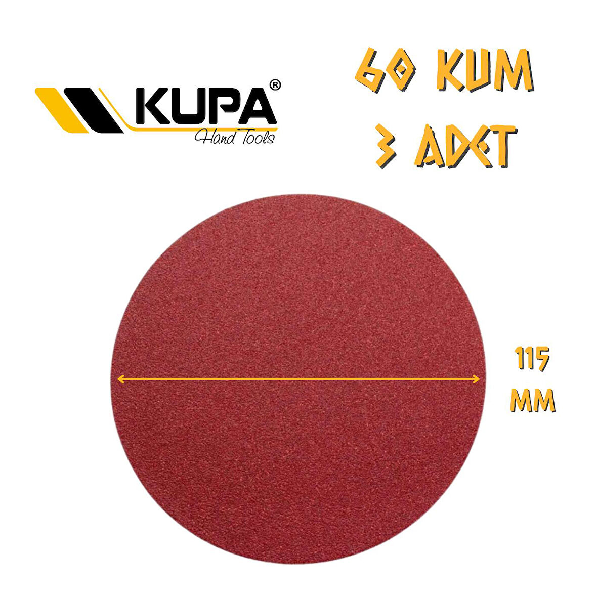 Kupa Yuvarlak Cırt Zımpara 115 mm - P60 Kum - 3 Adet