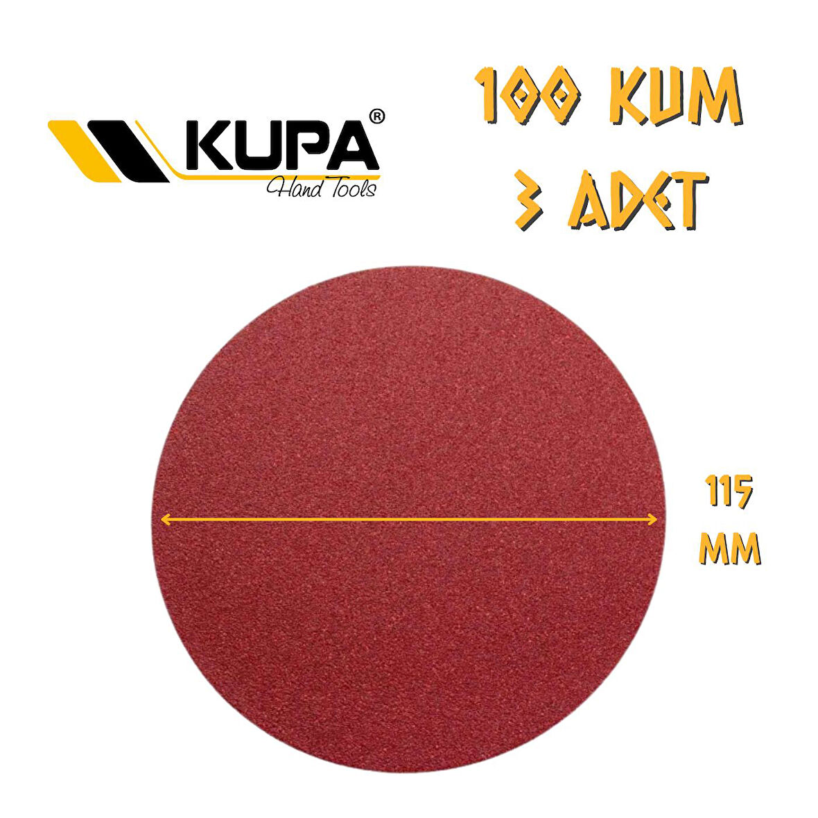 Kupa Yuvarlak Cırt Zımpara 115 mm - P100 Kum - 3 Adet