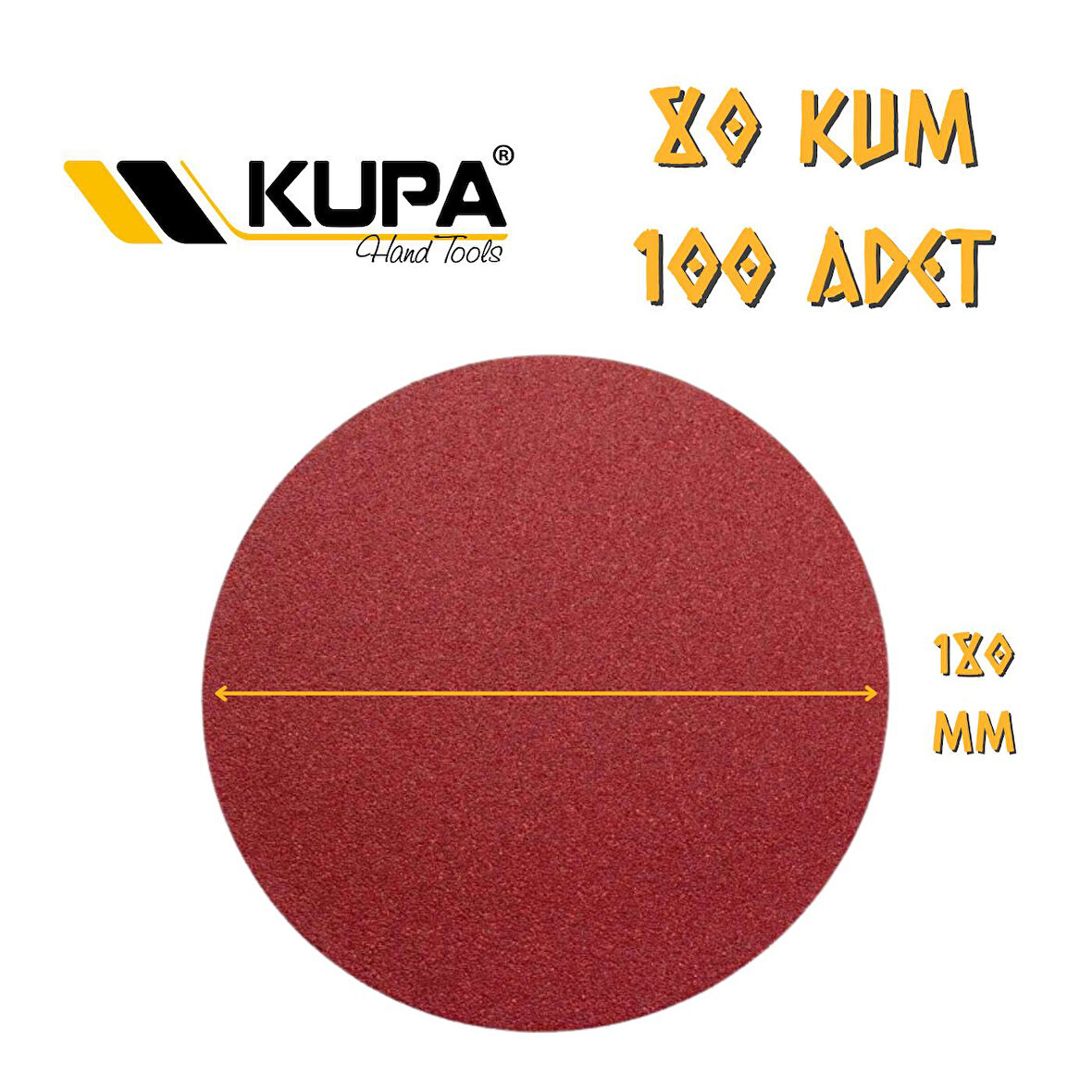 Kupa Yuvarlak Cırt Zımpara 180 mm - P80 Kum - 100 Adet