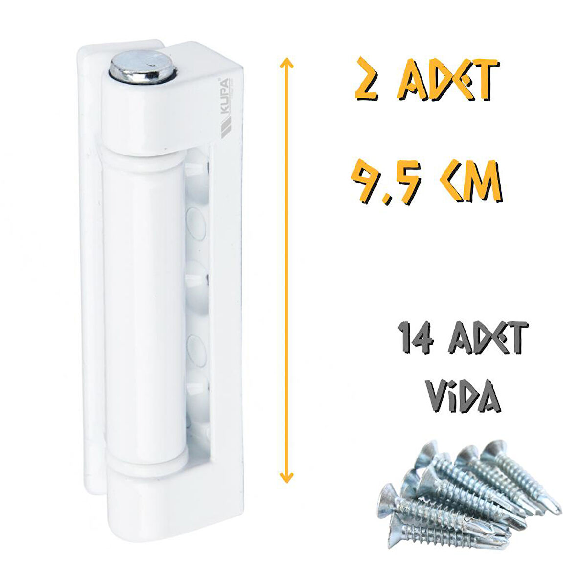 Kupa Zamak Pimapen Menteşesi Beyaz - 9.5 cm. - 2 Adet (14 Adet Vida)