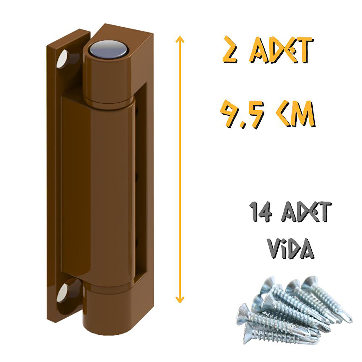 Kupa Zamak Pimapen Menteşesi Kahve - 9.5 cm. - 2 Adet (14 Adet Vida)