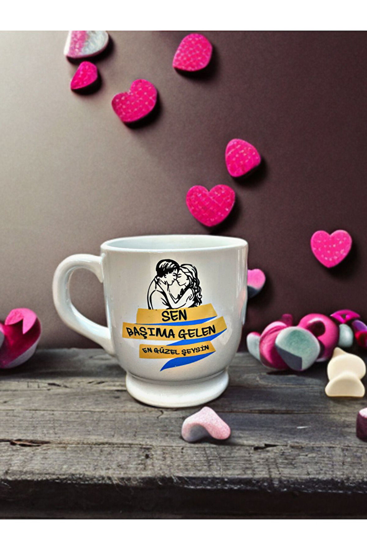 Sevgi Temalı Seramik Kupa