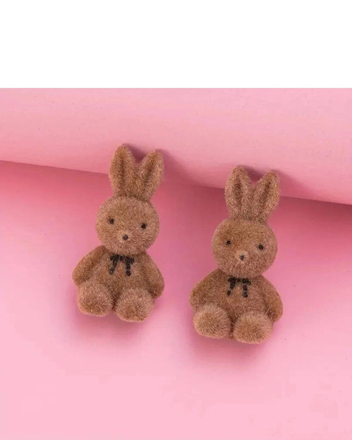 Sevimli kahverengi Peluş Tavşan küpe - Kızlar için Mini Bir Hediye