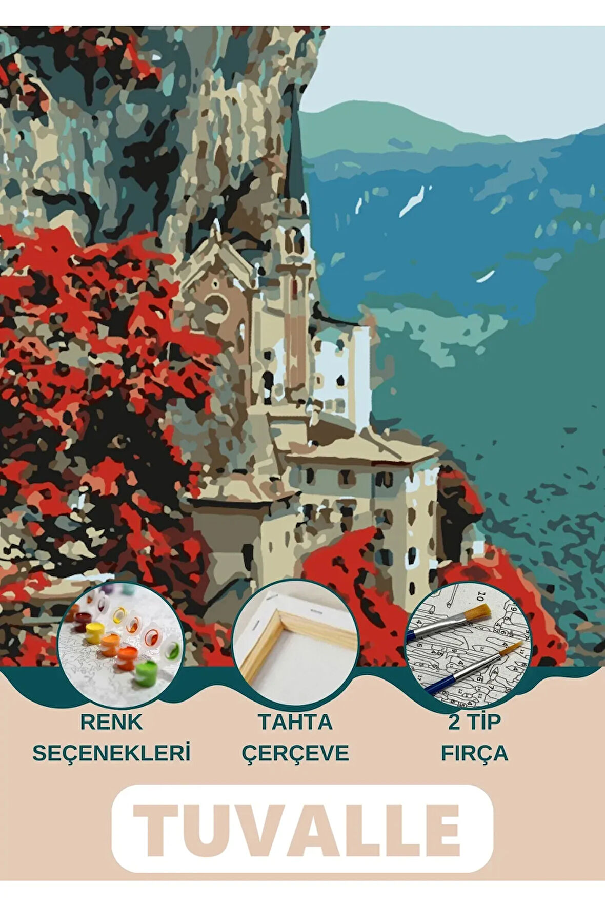 Kutsal Mabet Sayılarla Boyama Seti, Hobi Seti, 40X50 Tablo, Fırça Boya Asma Aparatı Dahil, Doğa, Din