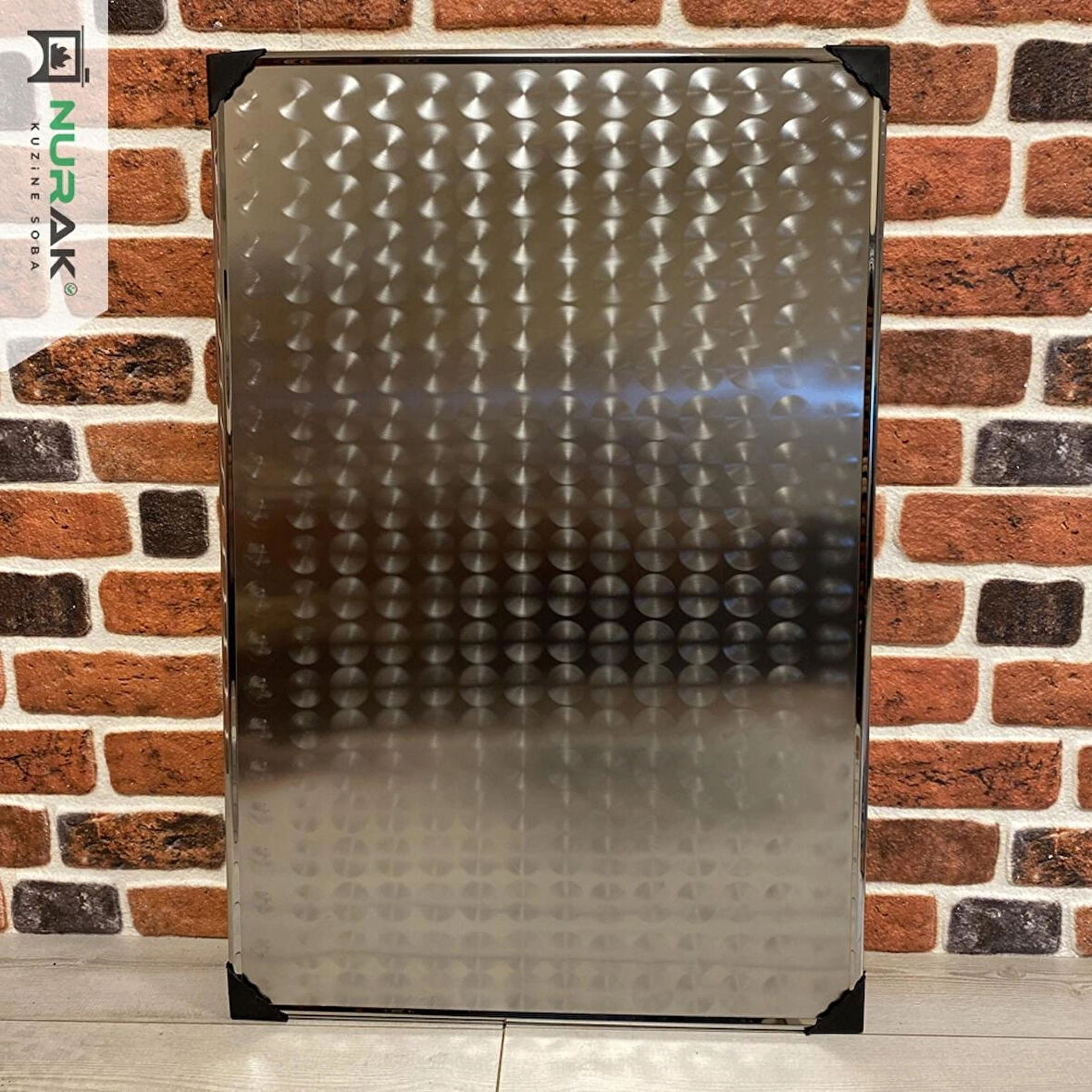 Şömine Soba Tablası Soba Altlığı Krom Paslanmaz Büyük Boy 60x90