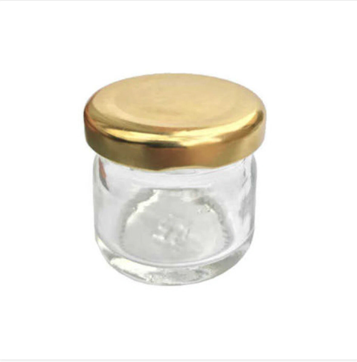 40 cc Şeffaf Cam Gold Kapak Kavanoz,mini ,bal,hediyelik 20 adet