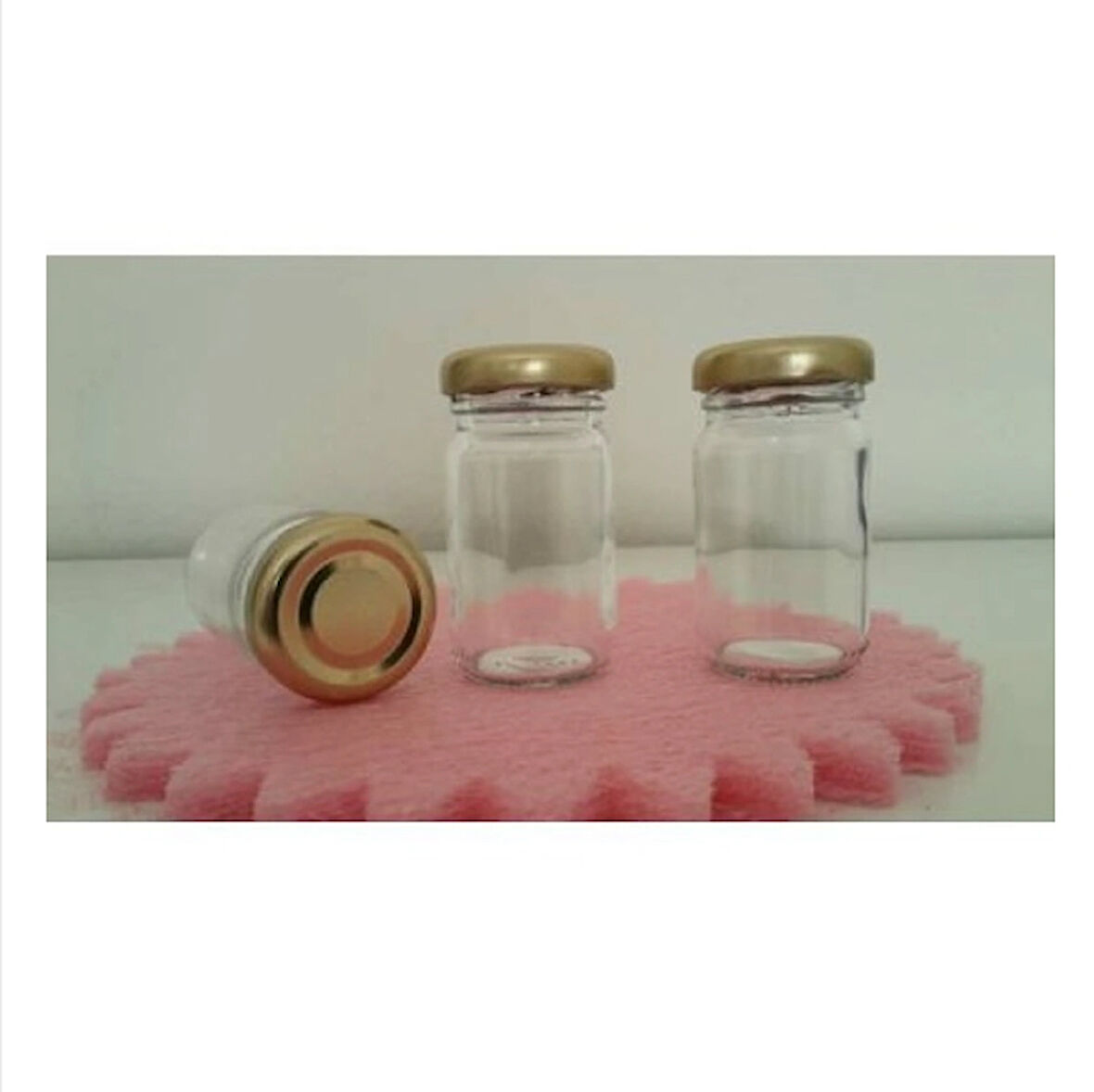 67 cc Şeffaf Cam Gold Kapak Kavanoz,Bal,Baharatlık 20 adet