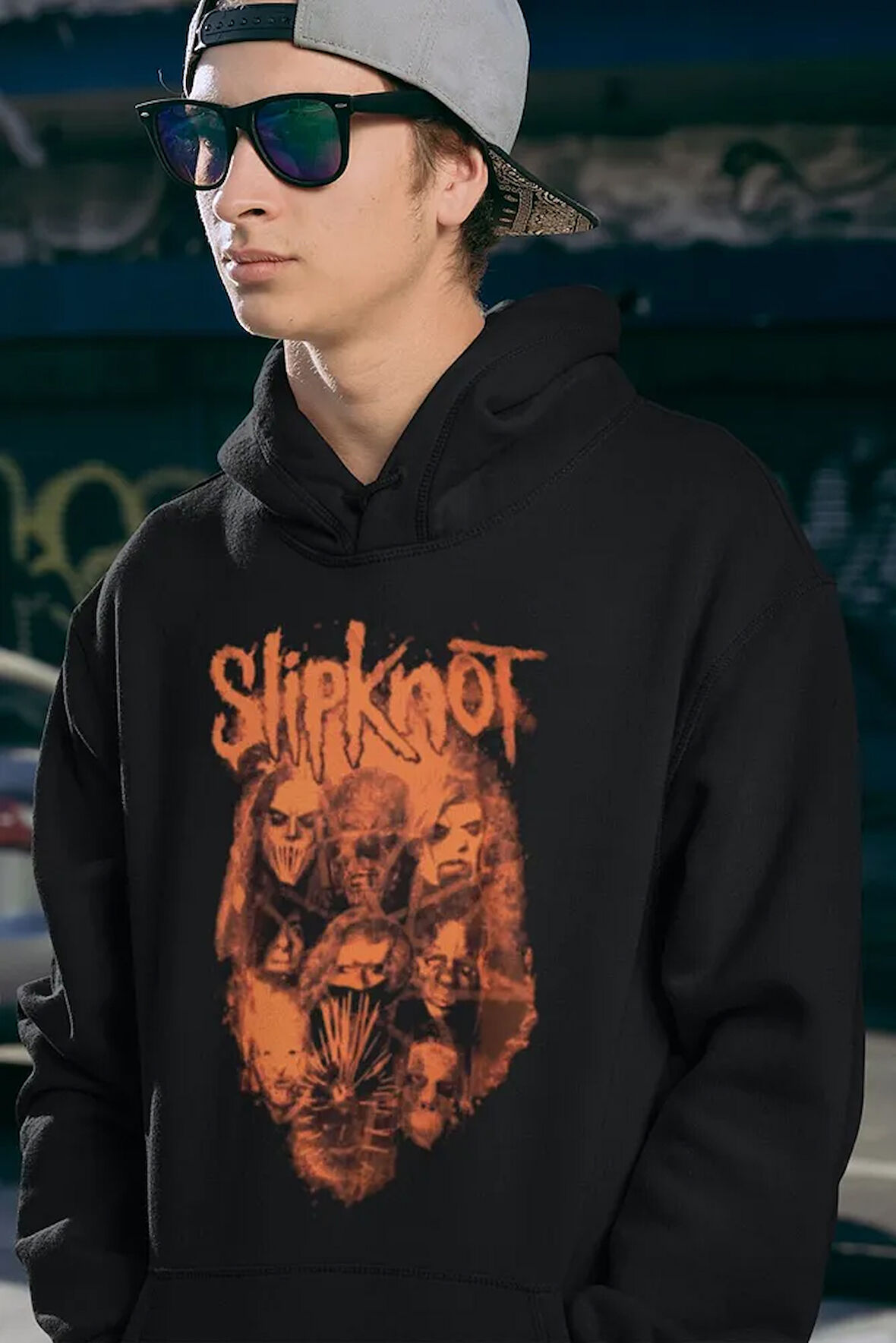 Slipknot Müzik Grubu Baskılı Unisex Oversize Rock Metal Hoodie