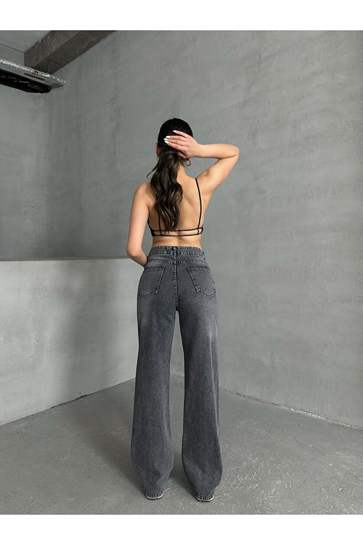 KADIN SİYAH KAR YIKAMA BOLPAÇA JEANS KOT PANTOLON