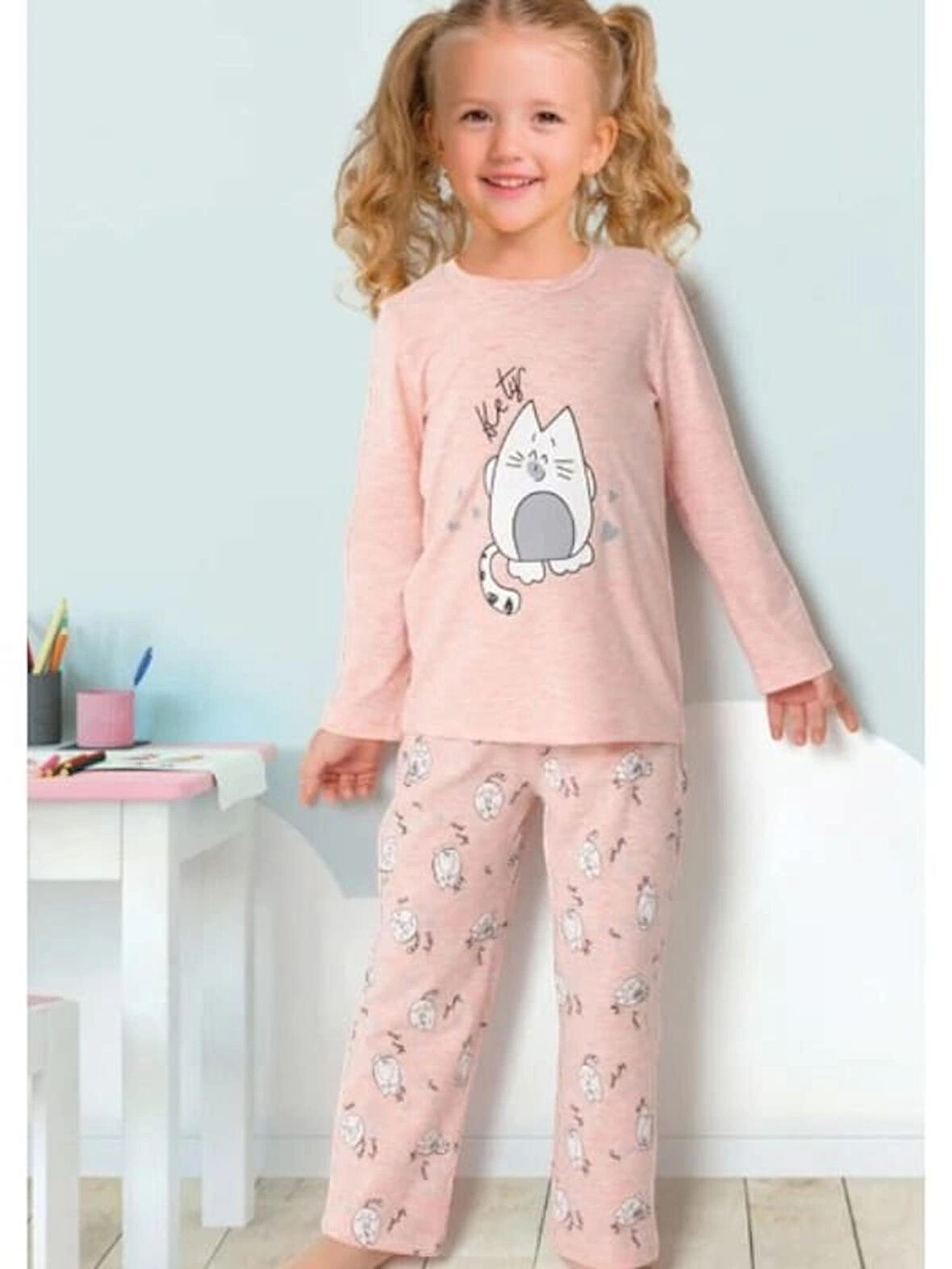 Doremi Kız Çocuk Pijama Takım Pembe Melanj