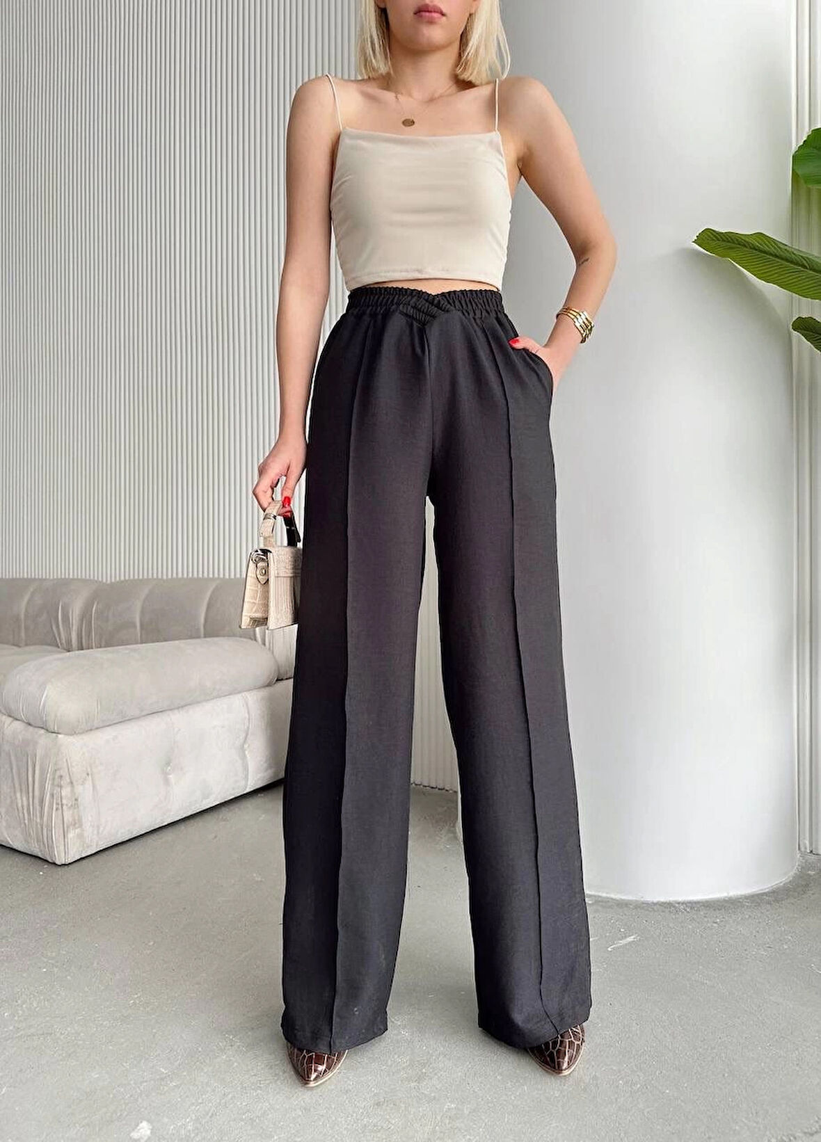 Beli çapraz pantolon