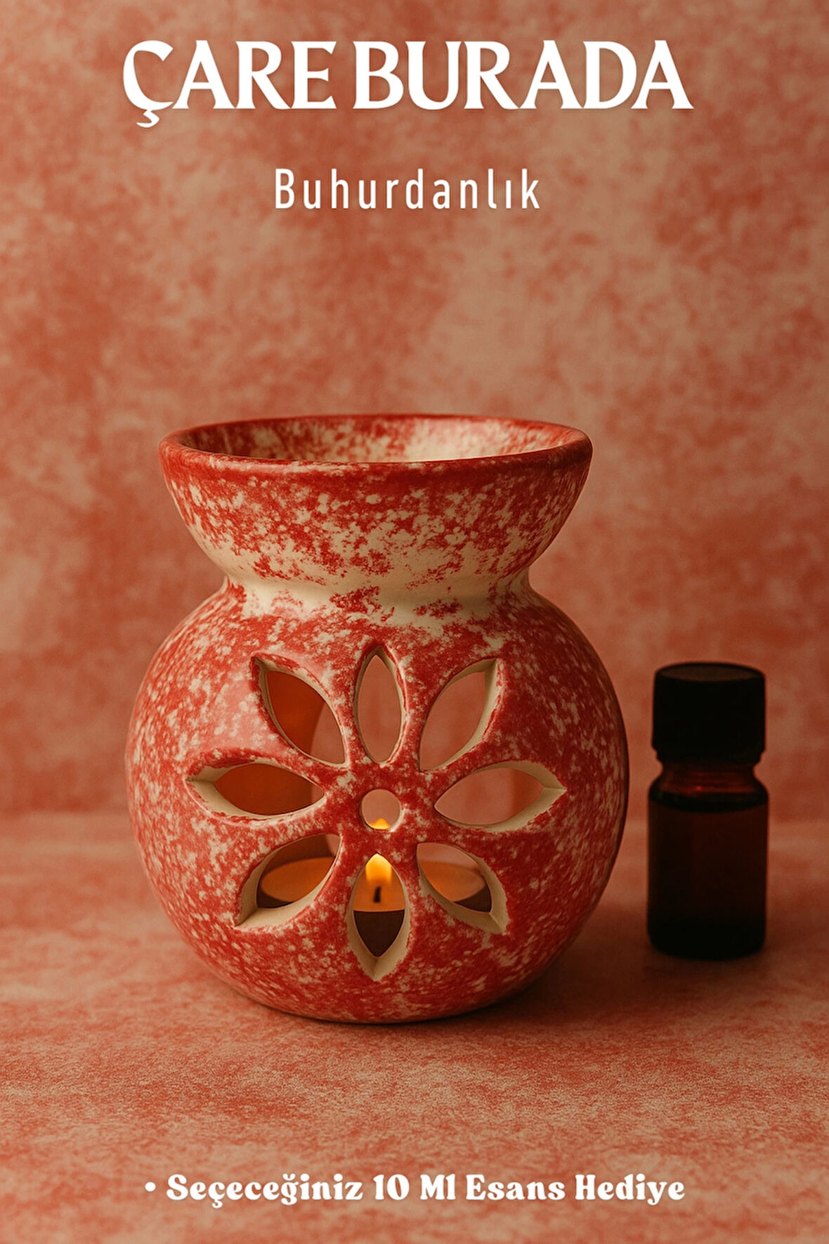 Kırmızı & Beyaz Renk Buhurdanlık (Seçeneğiniz 10 Ml Esans Hediye)