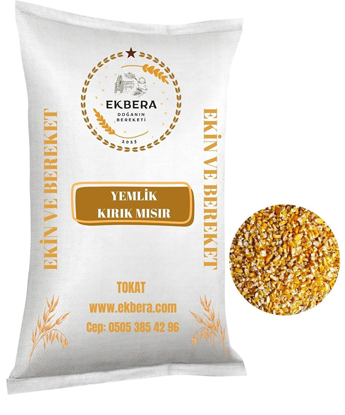EKBERA - Yemlik Kırık Mısır (Tavuk, Güvercin, Kanatlı Yem) – 1 Kg