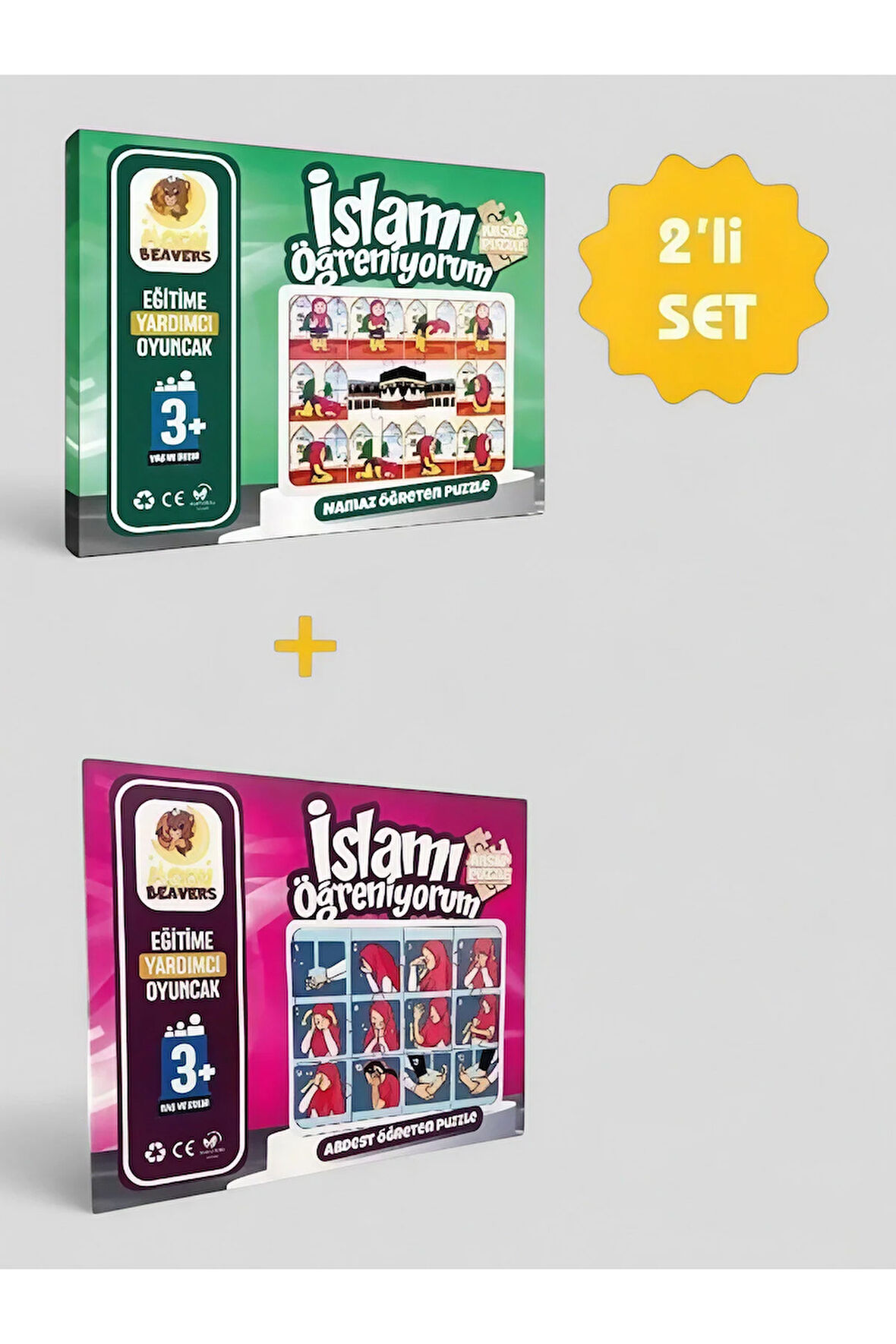 Eğitici Eğlenceli Renkli Abdest ve Namaz Puzzle Kız Çocuklar Için Ikili Oyuncak Seti