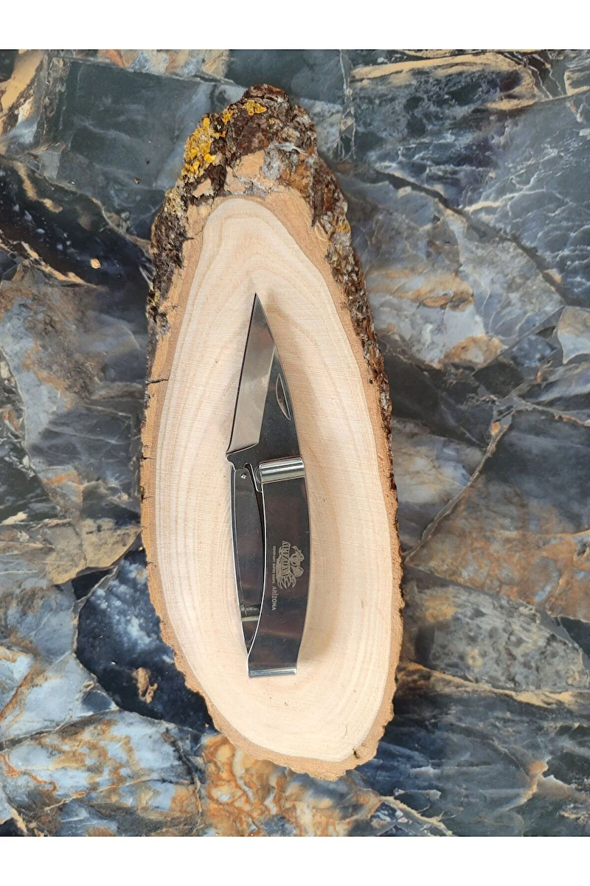 Arizona Polat Çakı – Gümüş Metal, İçten Kilitli, 13 cm