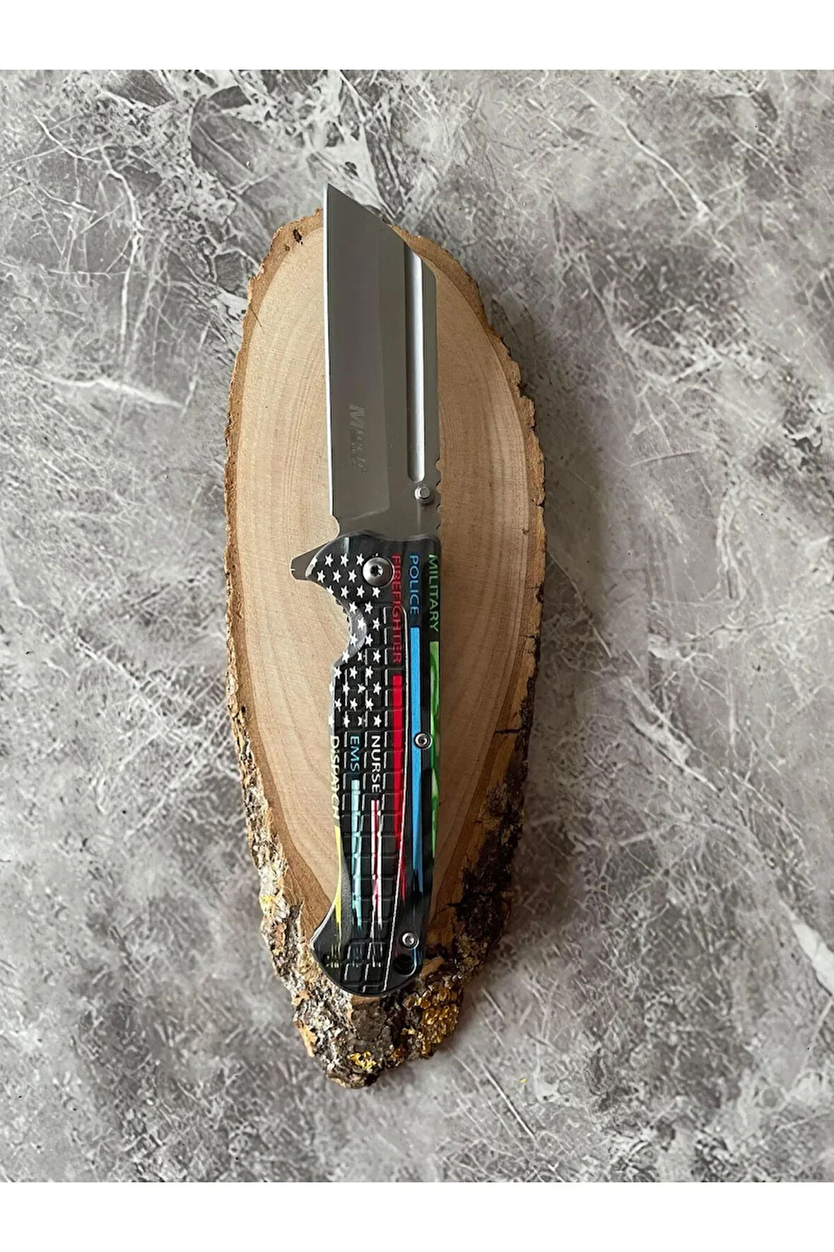 Mtech Antrasit Tank Kamp Çakısı – Desenli Kompakt Kabze, İçten Kilitli, Kemere Klipsli