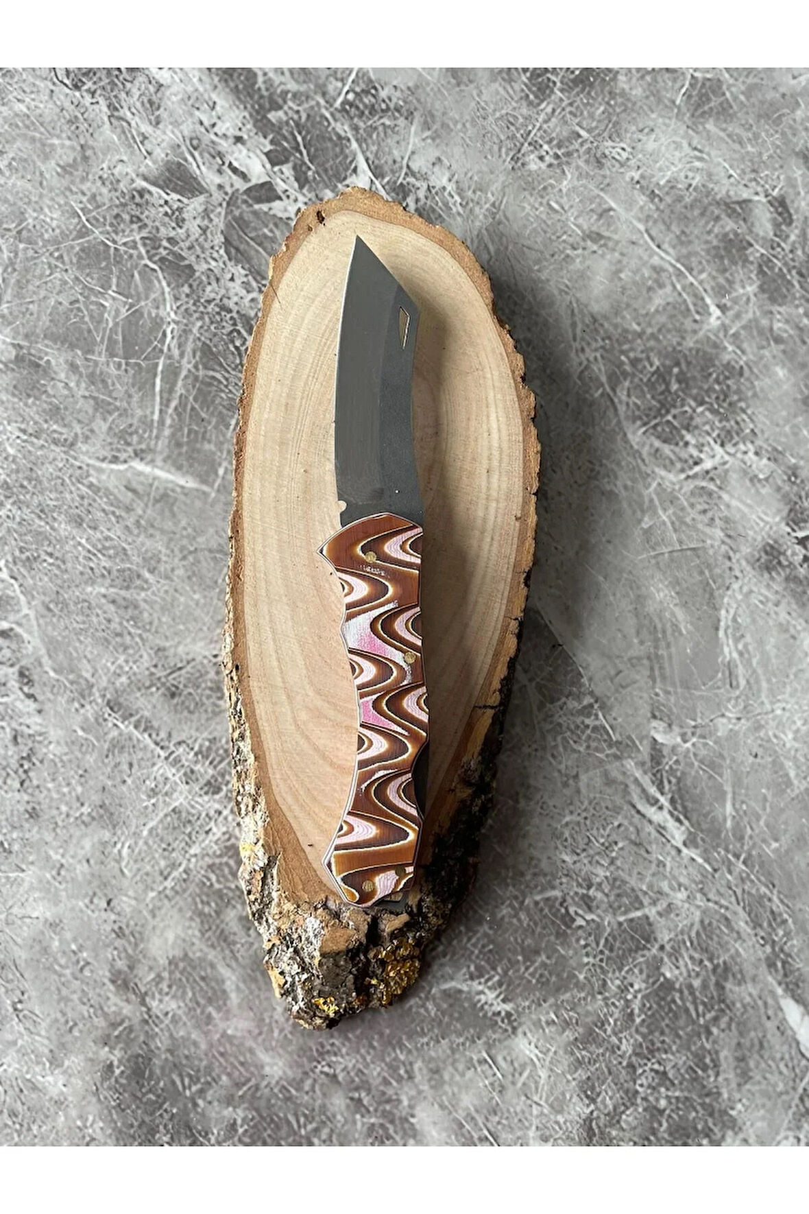 Verzalit Kabzeli Kamp Çakısı – 7,5 cm Namlu – Sırttan Kilitli – Kılıflı