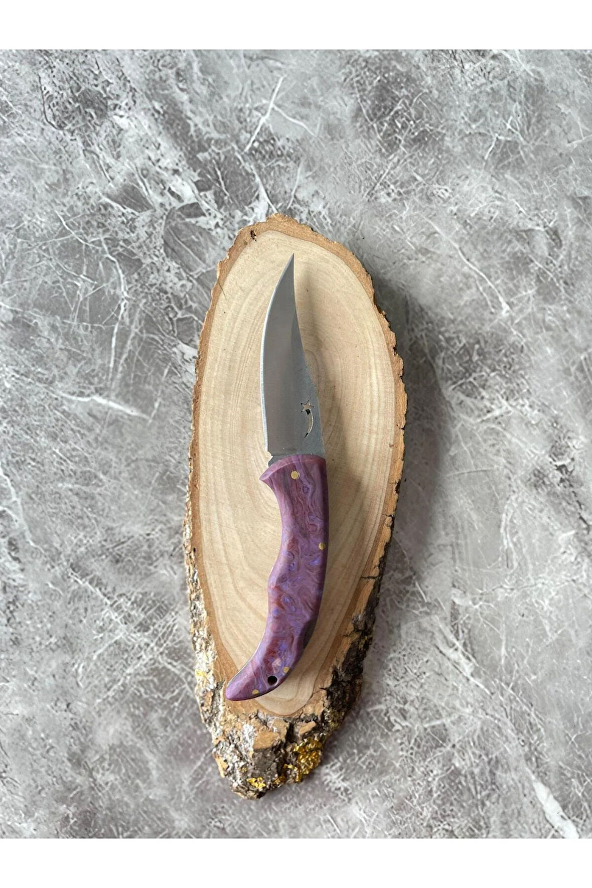 Epoksi Kamp Çakısı – 8 cm Namlu – Sırttan Kilitli – Kılıf Dahil – El Yapımı