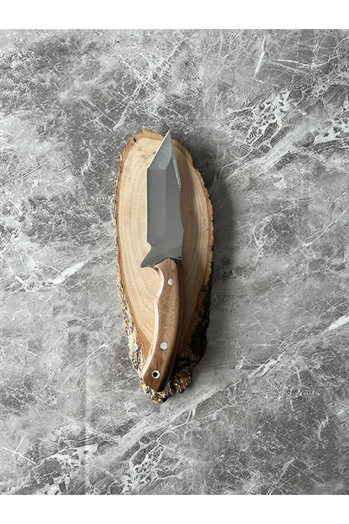 Tanto 4034 Çelik Kamp Bıçağı – Ceviz Kabze, 23 Cm, Kılıflı, İp Takmalı, Outdoor & Av