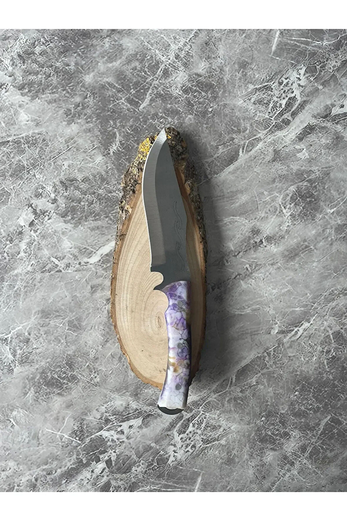 4116 Çelik Yeşil-Sarı-Beyaz Epoksi Kabzeli Kamp Bıçağı