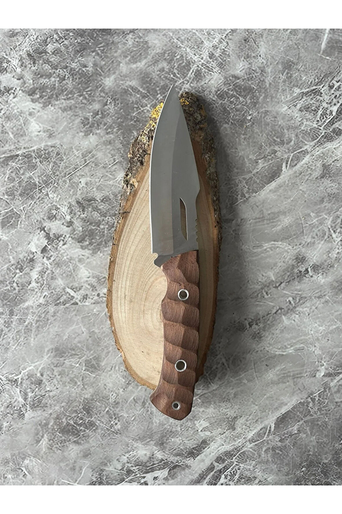 4116 Çelik Kamp ve Av Bıçağı | Dramer Gül Ağacı Kabzeli – 26 cm