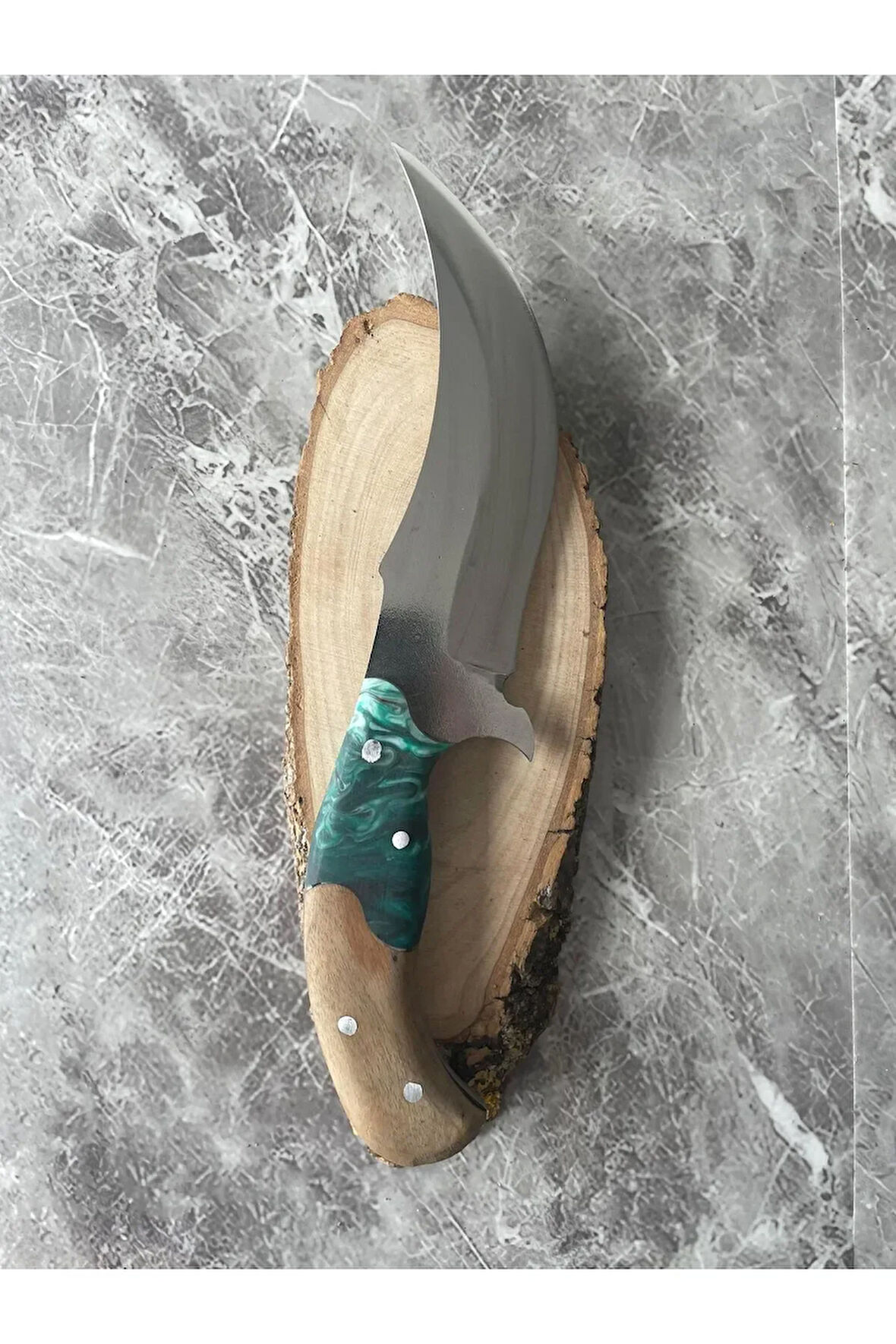 Hibrit Kamp Bıçağı – Yeşil Epoksi Hibrit Kabze, Kılıflı | Koleksiyonluk, Hediyelik, Outdoor Kullanım