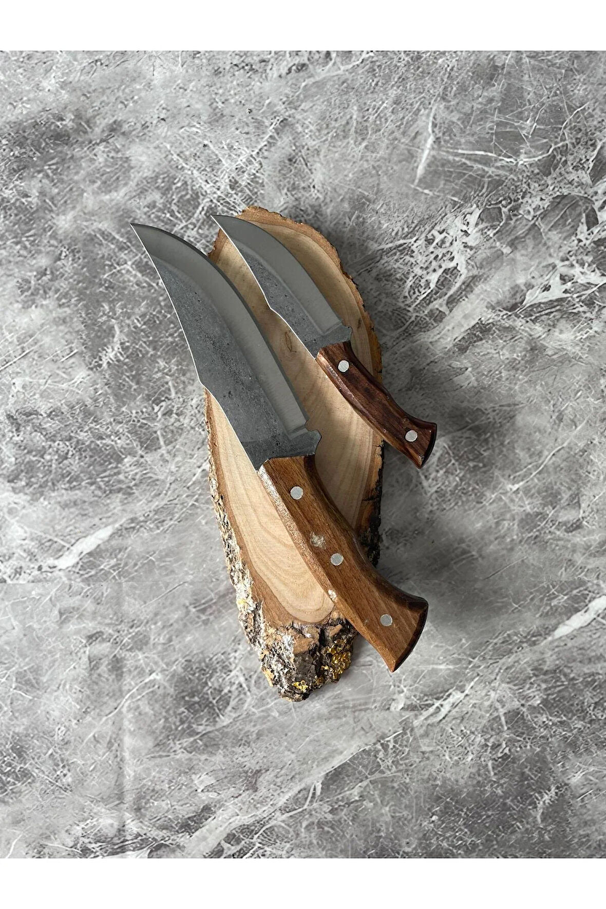 Ceviz Kabze Babalı Oğullu Kamp Bıçağı – 2’li Set, Kılıflı, Hediyelik & Outdoor Kullanım